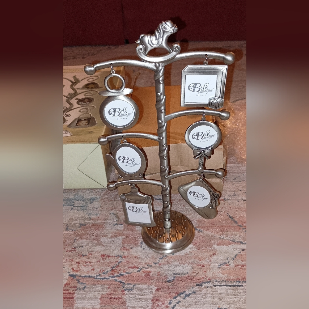 Belk Vintage Baby Photo Silver Tone Metal Tree New With Tags